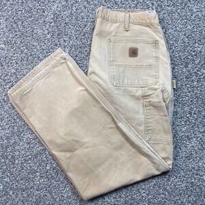 Carhartt Men's 33x31 B11 BRN Dungaree Fit Canvas Work Pants Tan Carpenter